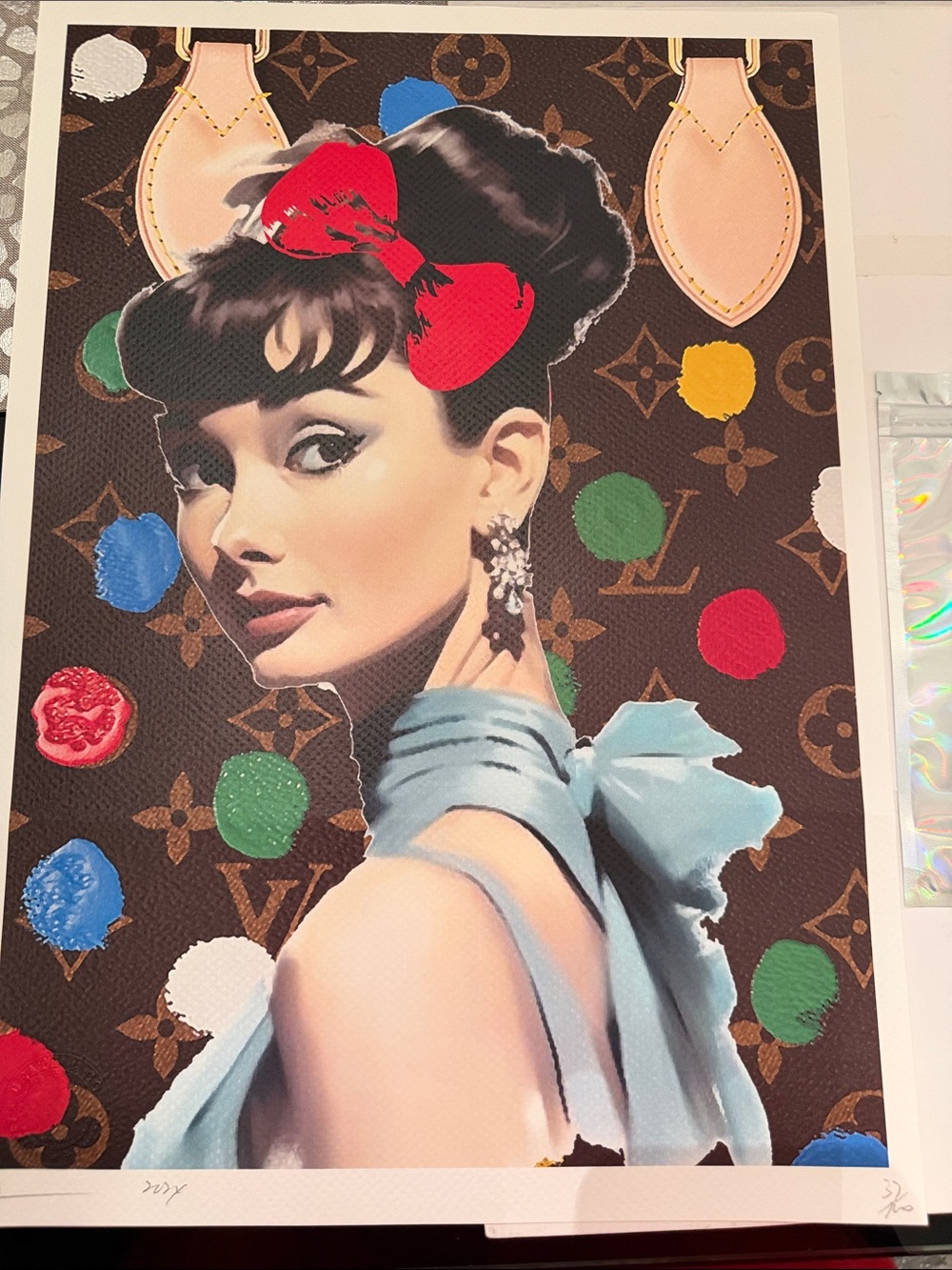 Death NYC Louis Vuitton Pop Art Audrey Hepburn Print - Brown, Red, Blue